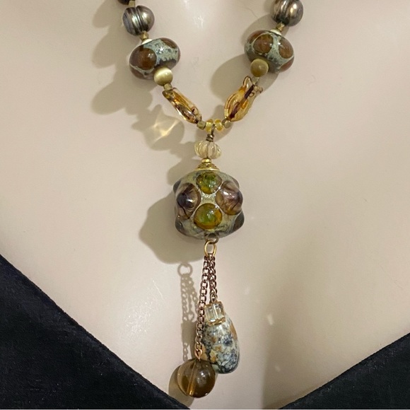 Handmade Lampwork Beads Fall Theme Beaded Necklace - Picture 3 of 11